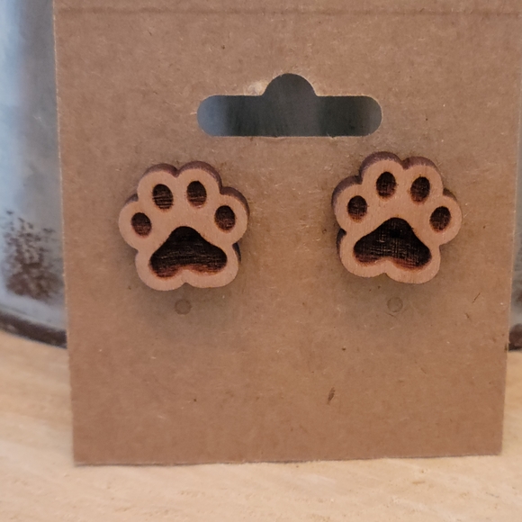 Paw Print Earrings - Picture 2 of 2